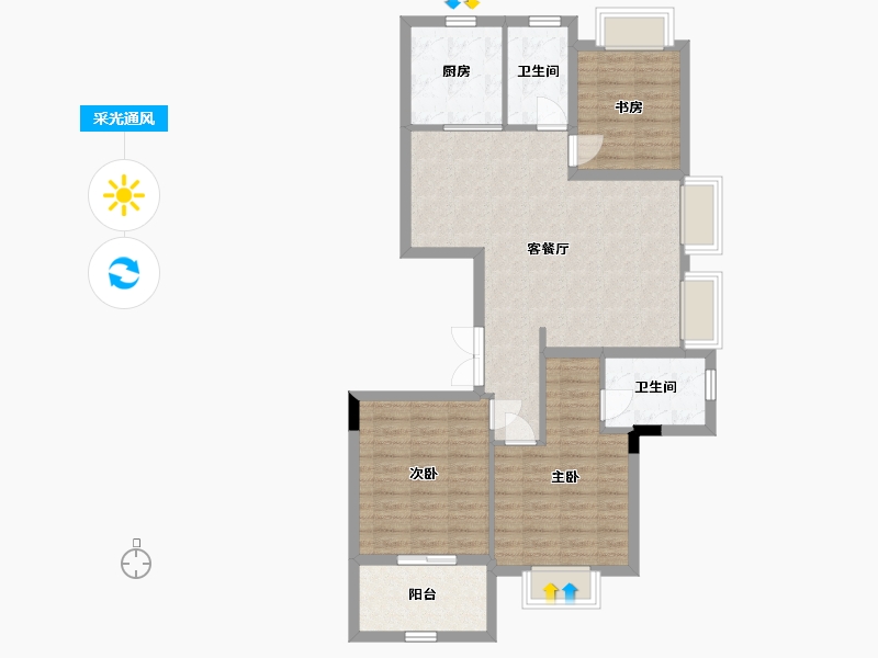 江苏省-南通市-新湖海上明珠-90.00-户型库-采光通风