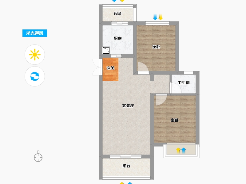 陕西省-宝鸡市-蓝光长岛城-56.51-户型库-采光通风