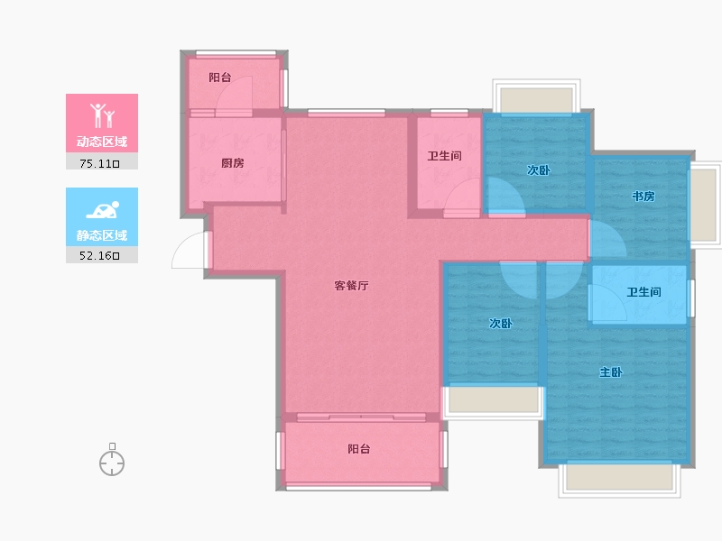 陕西省-安康市-恒大未来城-115.22-户型库-动静分区