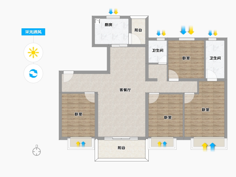 江苏省-南京市-碧桂园城市花园-114.00-户型库-采光通风