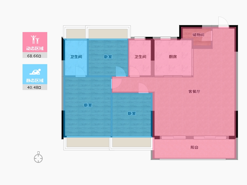 江苏省-苏州市-滨江东原·印江澜-100.01-户型库-动静分区