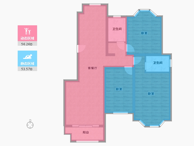 江苏省-盐城市-富方东方绿洲-98.00-户型库-动静分区