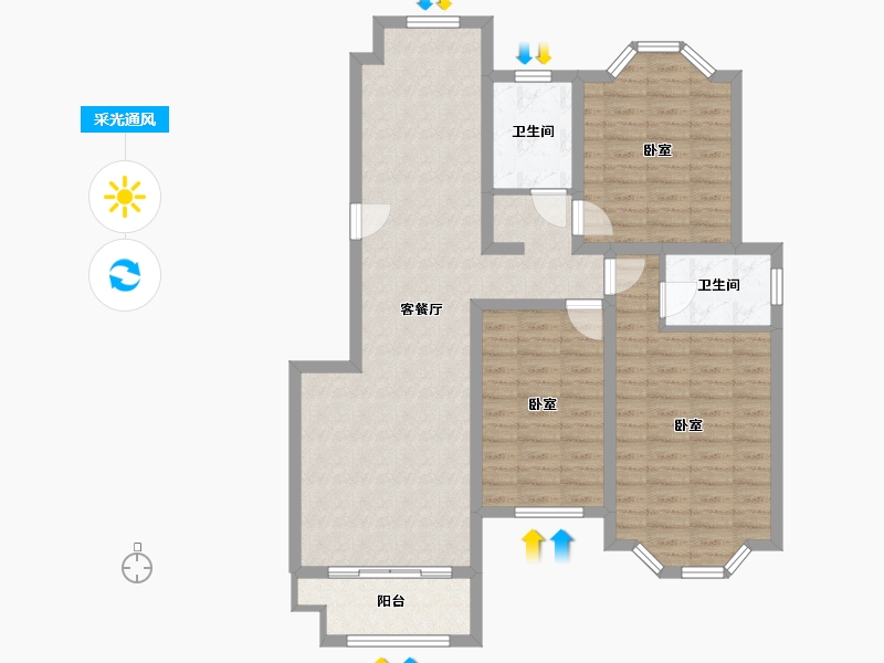 江苏省-盐城市-富方东方绿洲-98.00-户型库-采光通风