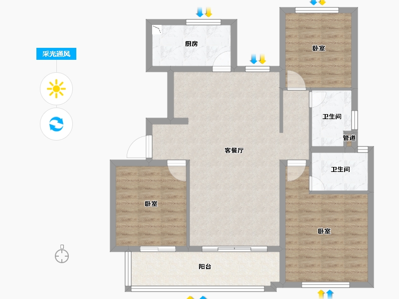 江苏省-徐州市-中海熙岸华府-93.81-户型库-采光通风