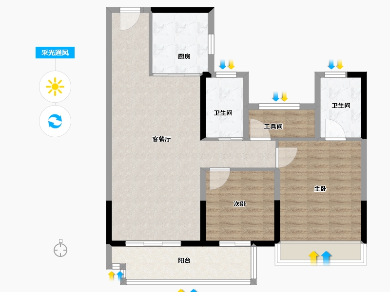 江苏省-苏州市-碧桂园江山赋-94.00-户型库-采光通风