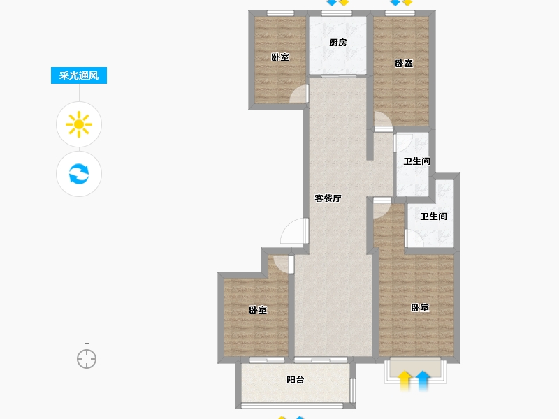 江苏省-盐城市-港龙首府-102.00-户型库-采光通风