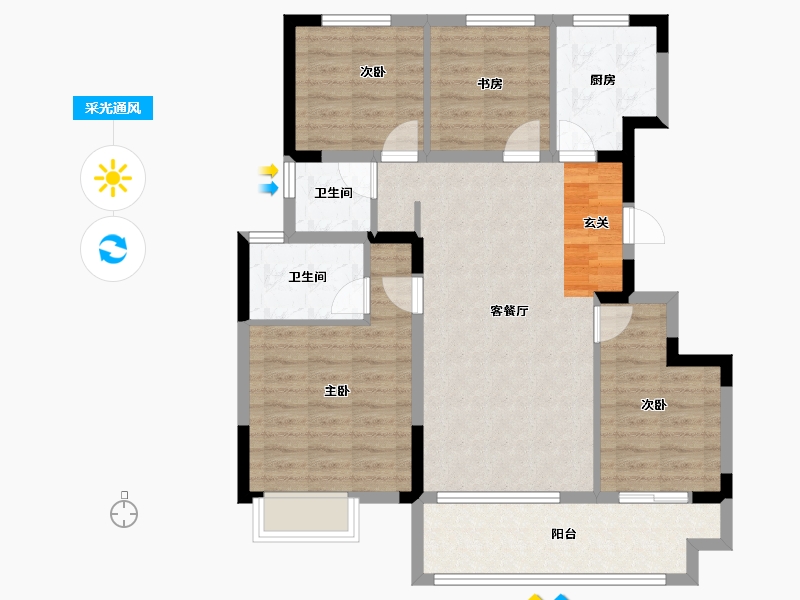 江苏省-苏州市-当代ΜΟΜΛ大湖上品-92.17-户型库-采光通风