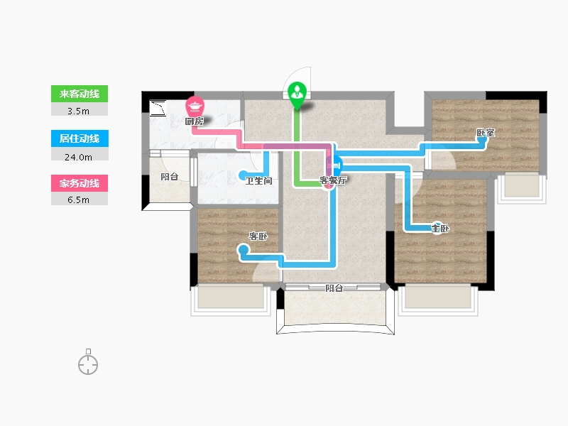 江苏省-南京市-碧桂园城市花园-70.00-户型库-动静线