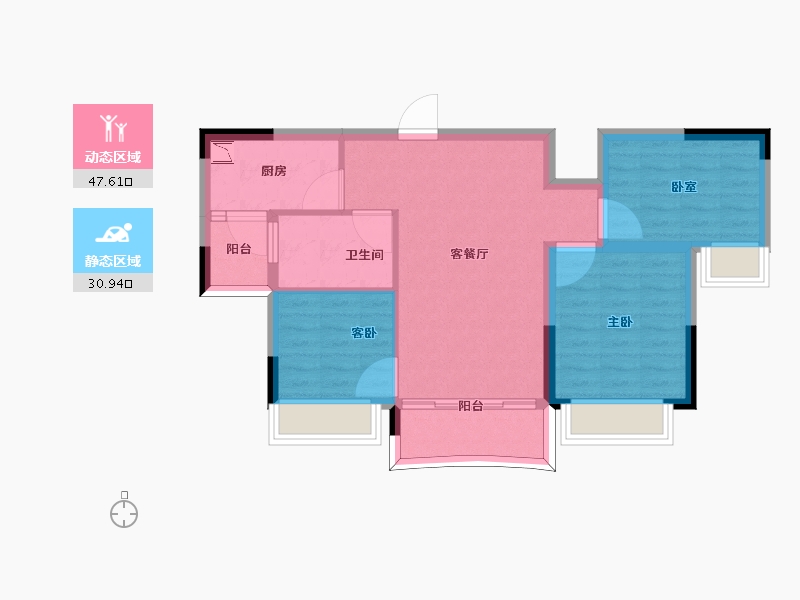 江苏省-南京市-碧桂园城市花园-70.00-户型库-动静分区