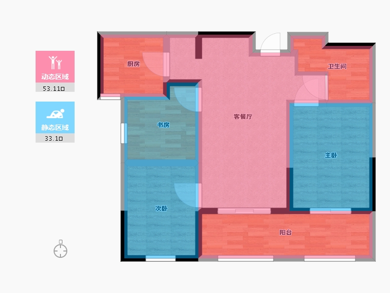 青海省-西宁市-中国铁建梧桐苑-76.19-户型库-动静分区