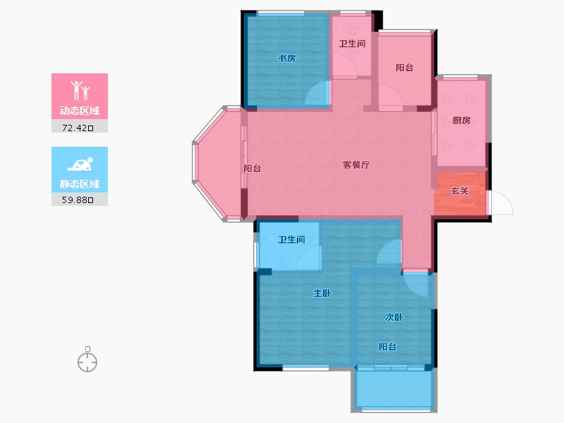 江苏省-常州市-金域东郡-118.43-户型库-动静分区