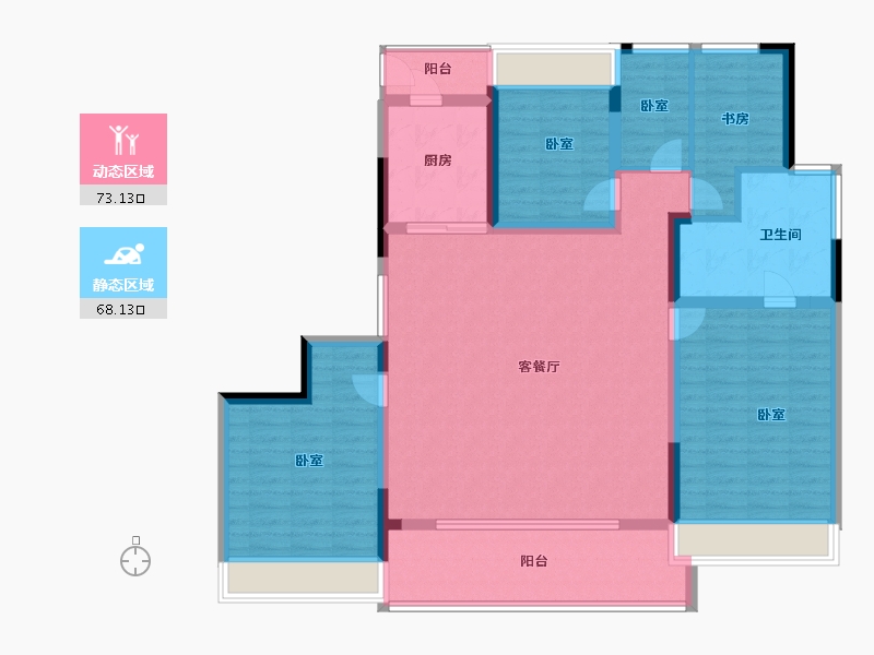 江苏省-苏州市-绿城招商·柳岸晓风-128.00-户型库-动静分区