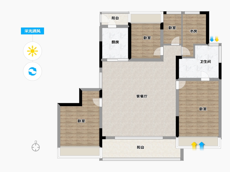 江苏省-苏州市-绿城招商·柳岸晓风-128.00-户型库-采光通风