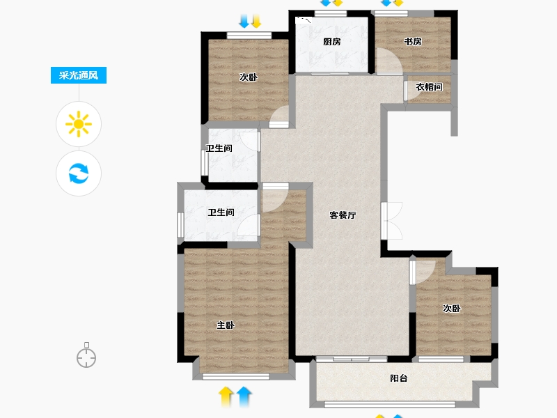 江苏省-扬州市-砂之船奥莱宝雅新天地-110.00-户型库-采光通风