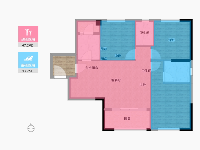 安徽省-宿州市-彼岸星城·融耀-86.00-户型库-动静分区