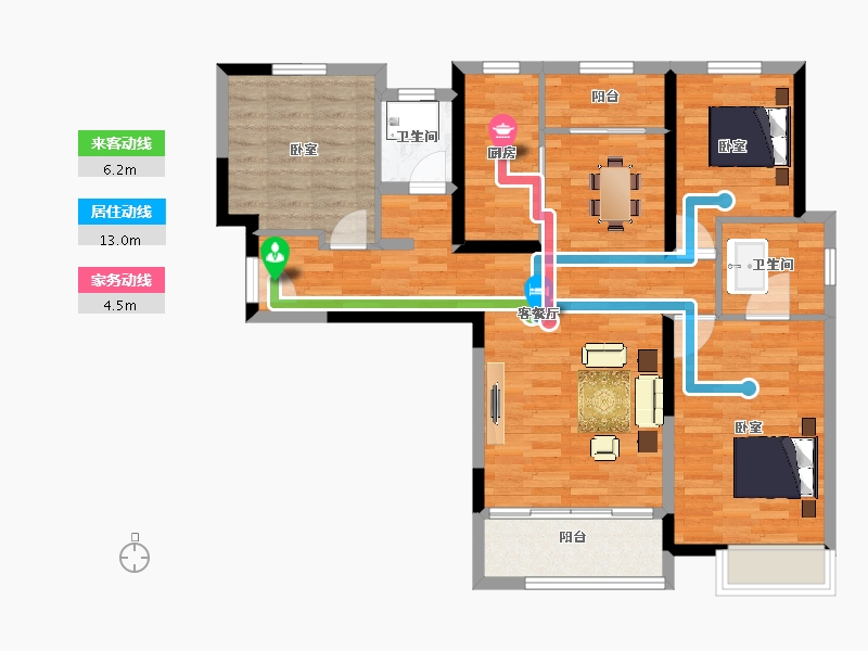 陕西省-西安市-三迪枫丹-94.54-户型库-动静线