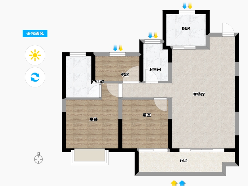 江苏省-苏州市-奥园·湖山府-83.19-户型库-采光通风