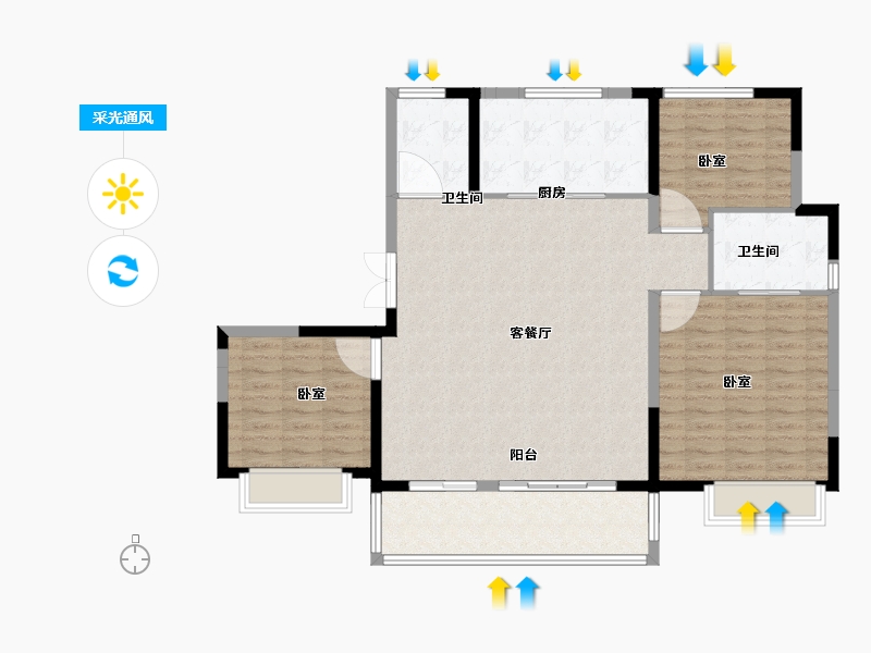 江苏省-苏州市-鑫控锦源-113.74-户型库-采光通风