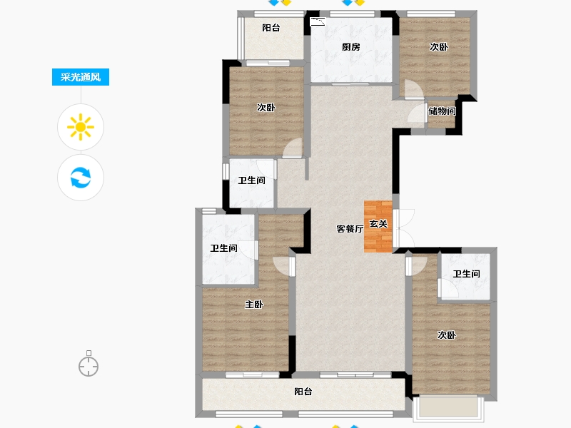 江苏省-南京市-中冶锦绣珑湾-128.35-户型库-采光通风