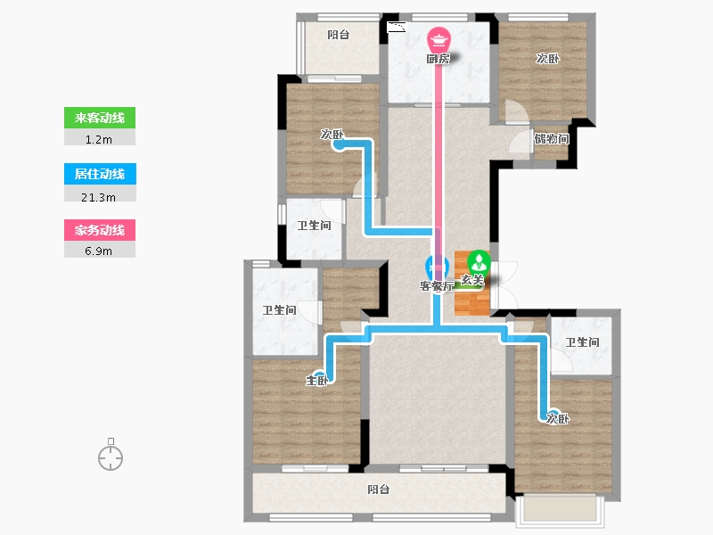 江苏省-南京市-中冶锦绣珑湾-128.35-户型库-动静线