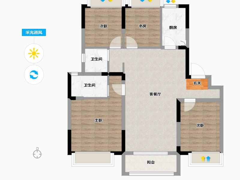 江苏省-南京市-栖樾府-93.00-户型库-采光通风