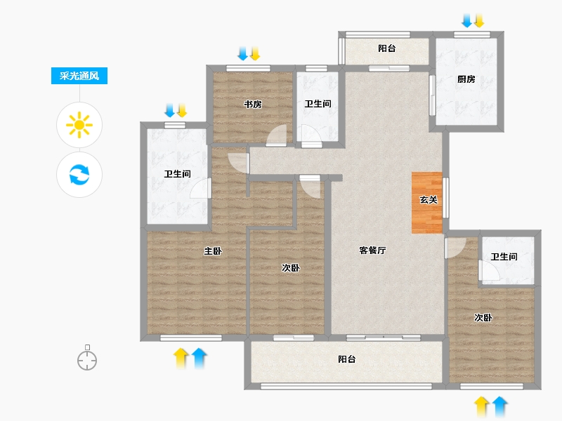 江苏省-苏州市-青剑湖颐和公馆-143.00-户型库-采光通风