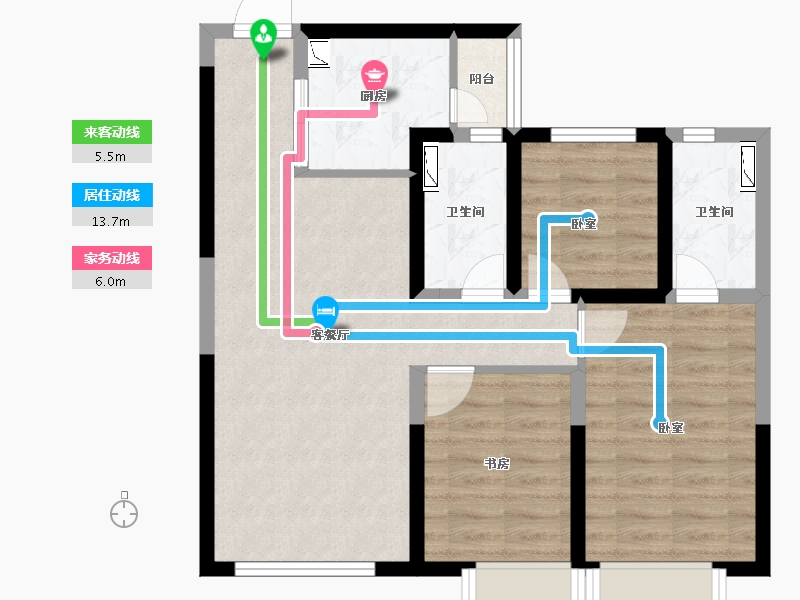 陕西省-咸阳市-电建地产洺悦府-69.90-户型库-动静线