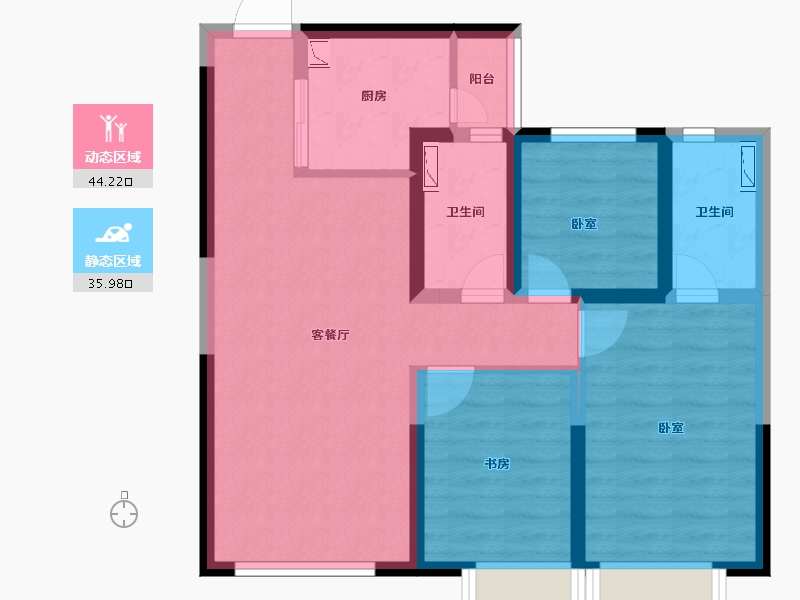 陕西省-咸阳市-电建地产洺悦府-69.90-户型库-动静分区