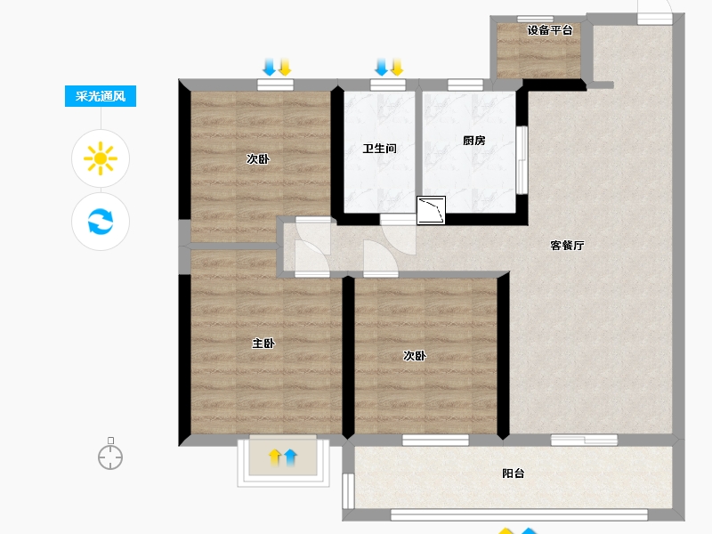 江苏省-南通市-绿城·晓风印月-78.00-户型库-采光通风