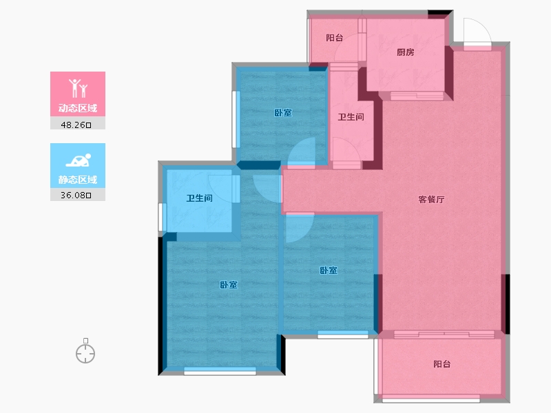 四川省-南充市-鸿通公园1988-74.71-户型库-动静分区