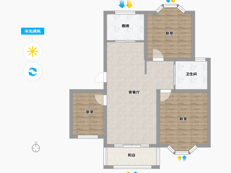 江苏省-盐城市-富方东方绿洲-83.00-户型库-采光通风