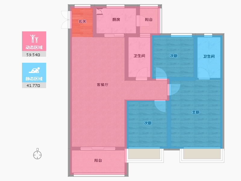 陕西省-宝鸡市-蓝光长岛城-89.67-户型库-动静分区