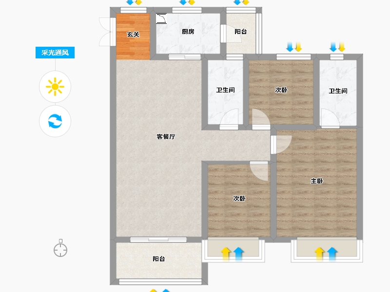 陕西省-宝鸡市-蓝光长岛城-89.67-户型库-采光通风