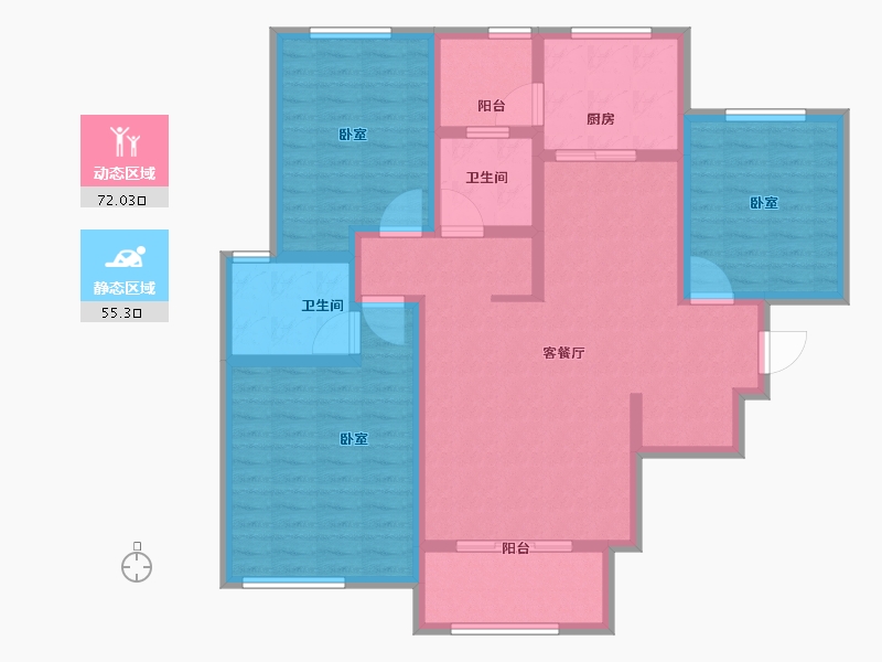 陕西省-西安市-三迪枫丹-113.51-户型库-动静分区