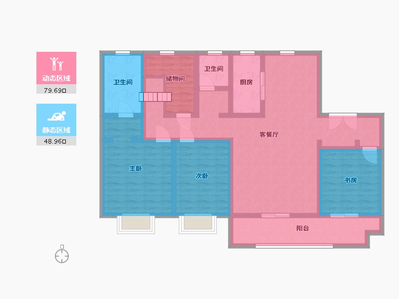 陕西省-西安市-公馆壹号-113.02-户型库-动静分区