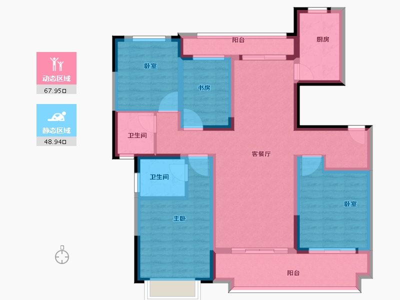 陕西省-西安市-中海阅骊山贤庭-103.10-户型库-动静分区