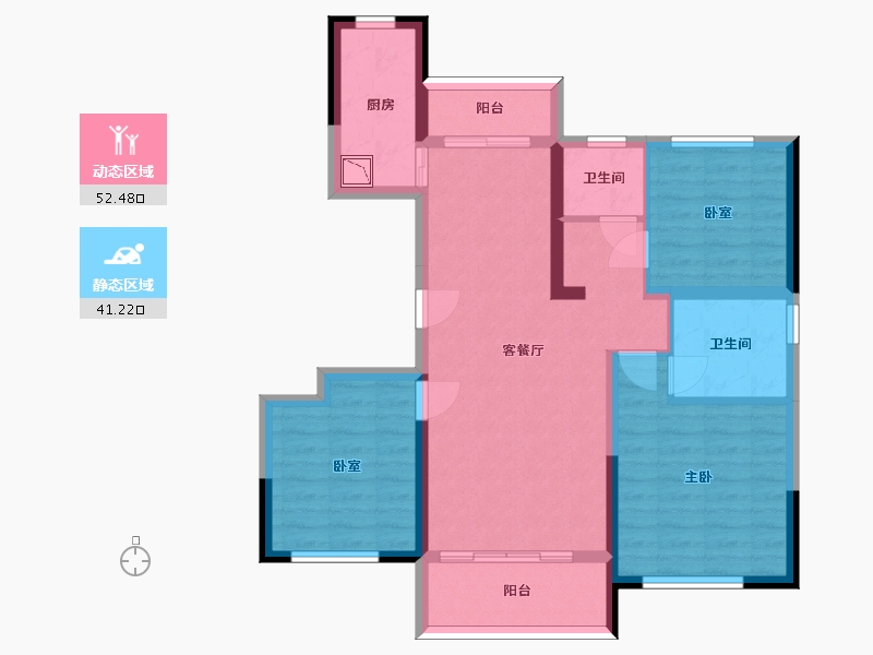 甘肃省-兰州市-兰州红星天铂-82.67-户型库-动静分区