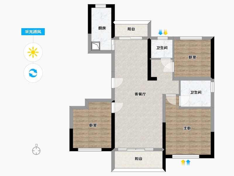 甘肃省-兰州市-兰州红星天铂-82.67-户型库-采光通风