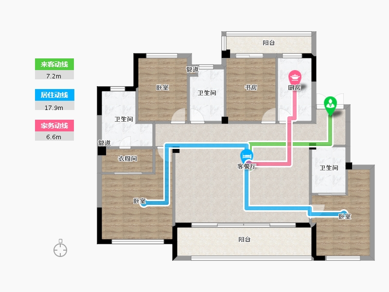 江苏省-徐州市-恒华•玺园-137.54-户型库-动静线