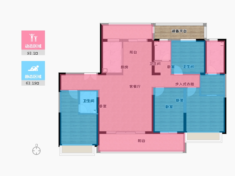 陕西省-咸阳市-日月公馆-146.00-户型库-动静分区