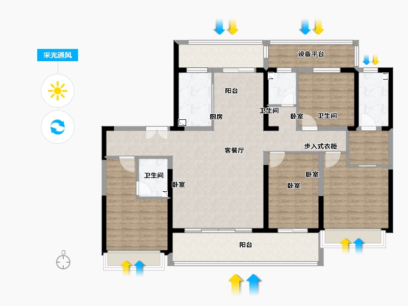 陕西省-咸阳市-日月公馆-146.00-户型库-采光通风