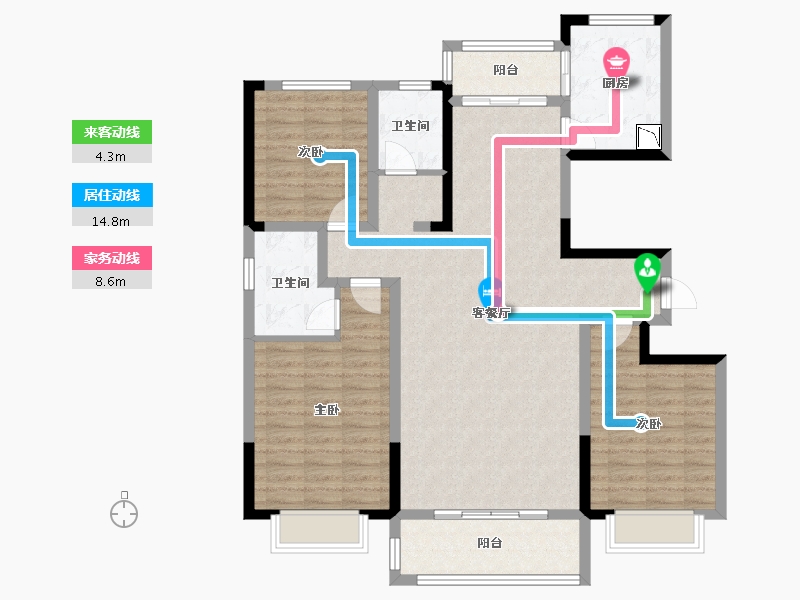 陕西省-榆林市-巨威金水岸熙岸-113.98-户型库-动静线