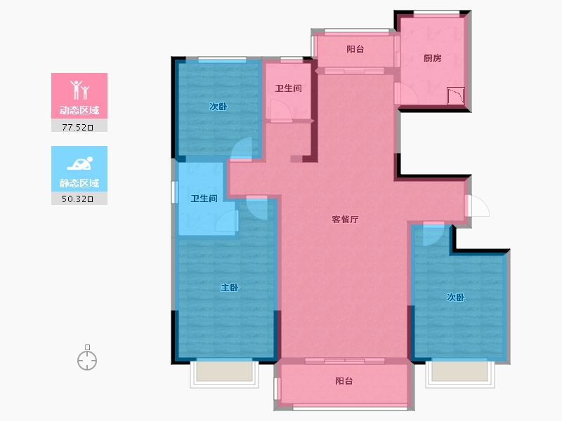 陕西省-榆林市-巨威金水岸熙岸-113.98-户型库-动静分区