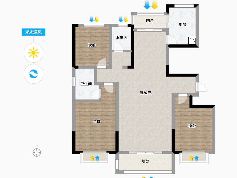 陕西省-榆林市-巨威金水岸熙岸-113.98-户型库-采光通风