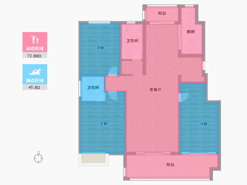 江苏省-徐州市-博文春天里-105.99-户型库-动静分区