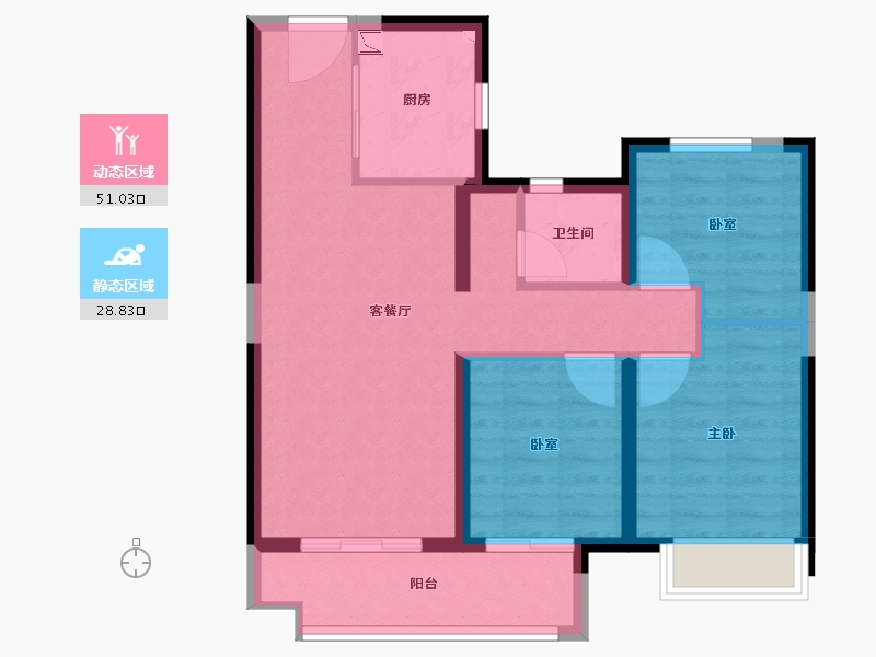 陕西省-咸阳市-蓝光弘阳钰珑府-71.00-户型库-动静分区