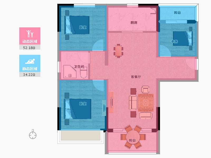 江苏省-南京市-碧桂园城市花园-77.00-户型库-动静分区