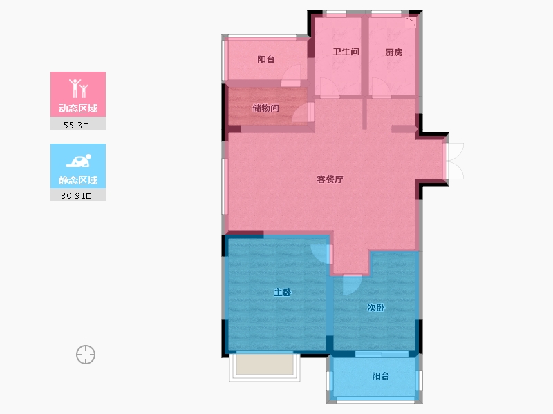 江苏省-徐州市-国信上城学府-75.99-户型库-动静分区