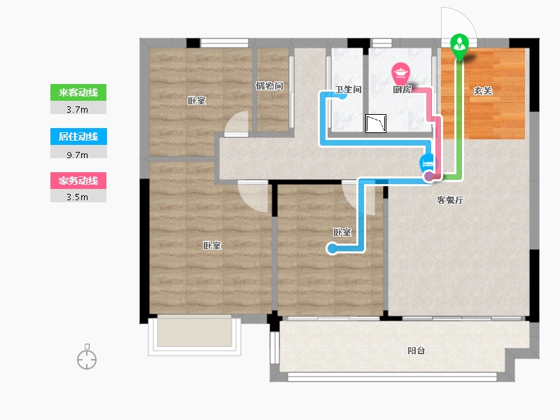 江西省-抚州市-国鼎梦湖玖里-75.00-户型库-动静线