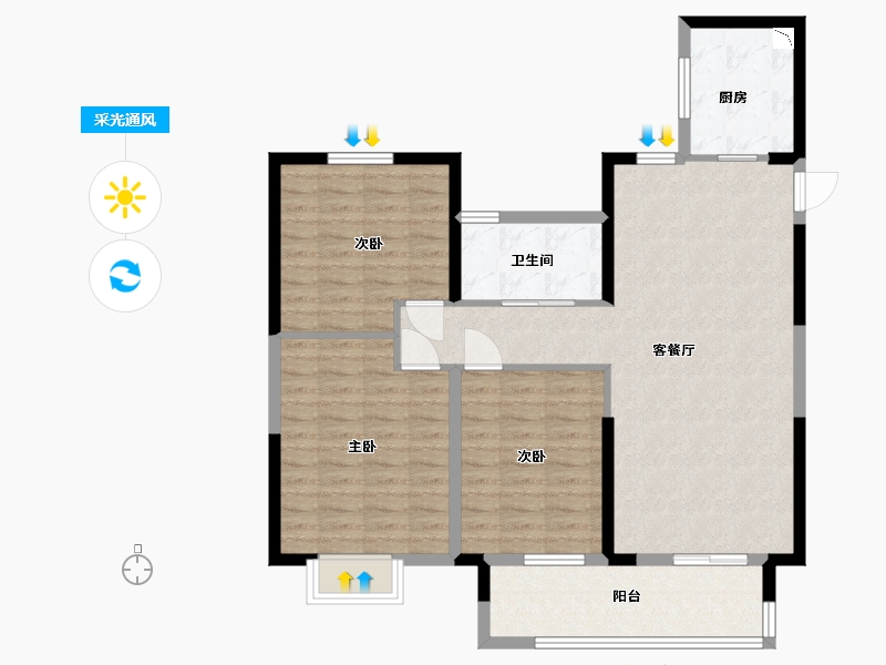 江苏省-盐城市-中庚香海新时代-98.40-户型库-采光通风